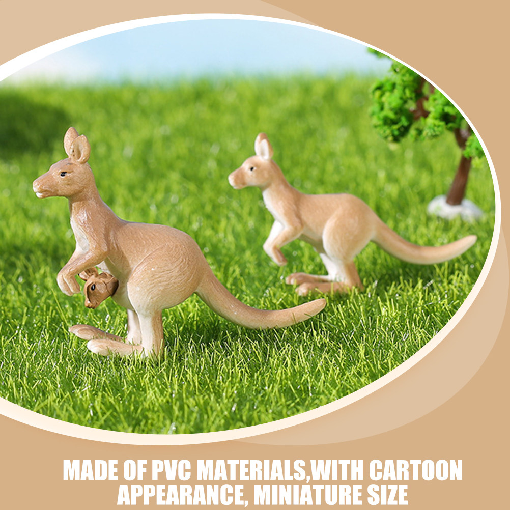 Bonsai Garden For Desk - 4Pcs Miniature Kangaroo Ornament PVC Micro
