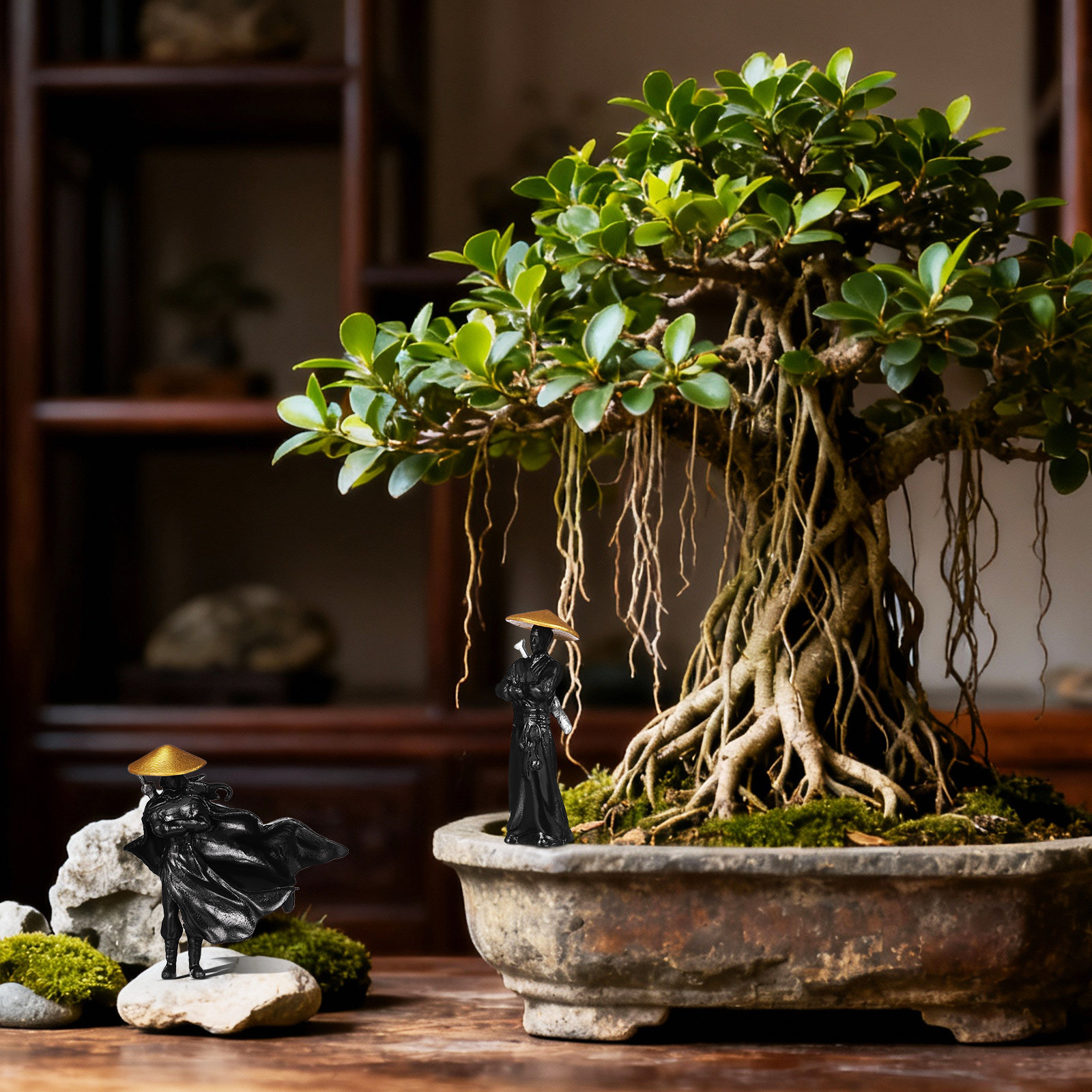 Bonsai Garden For Desk - 2Pcs Plastic Miniature Ornaments Exquisite Micro