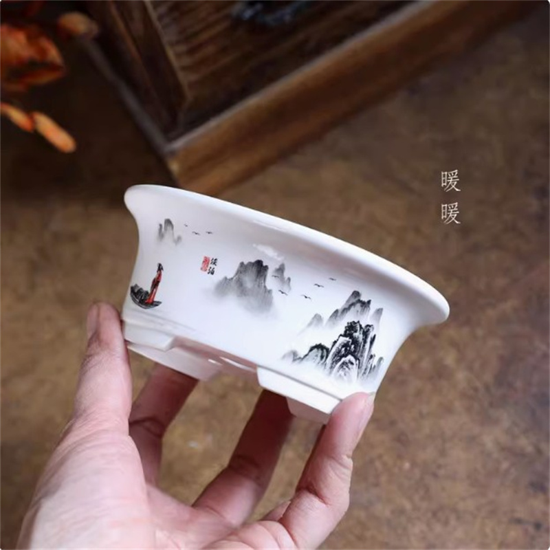 Porcelain White Oval Bonsai Po - Bonsai Garden For Desk avaliação e preço