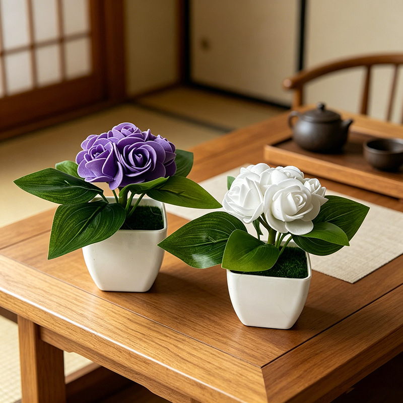 6-Flower Rose Simulation Small - Bonsai Garden Shop avaliação e preço