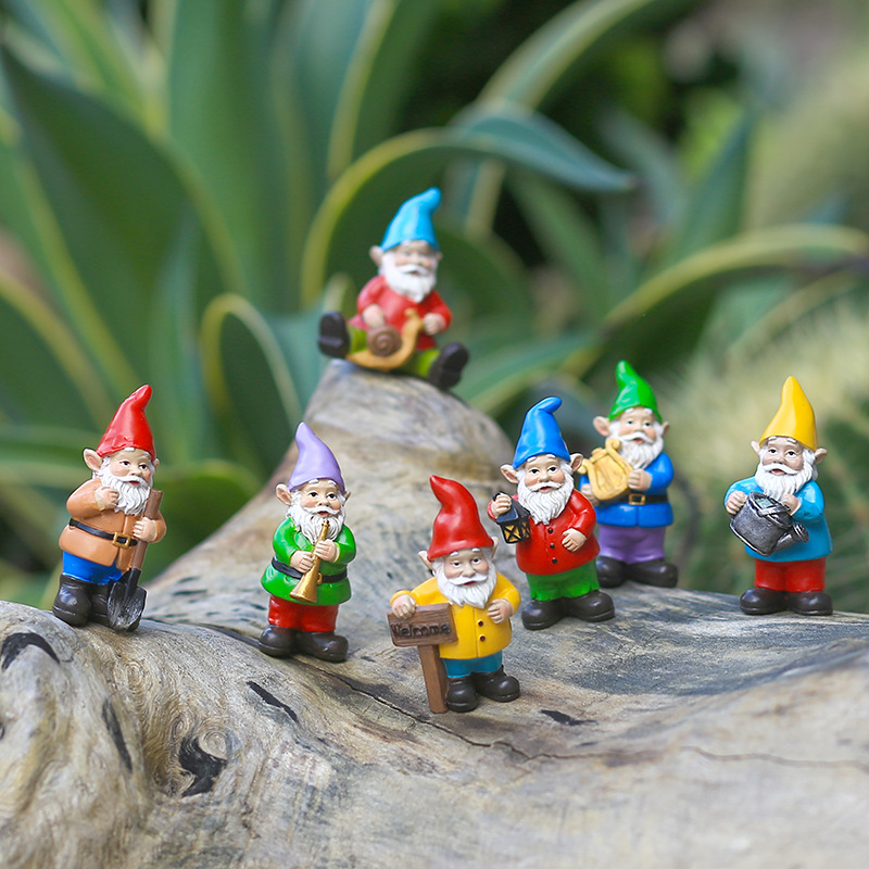 7Pcs/Set Miniature Funny Gnome - Bonsai Garden For Desk avaliação e preço