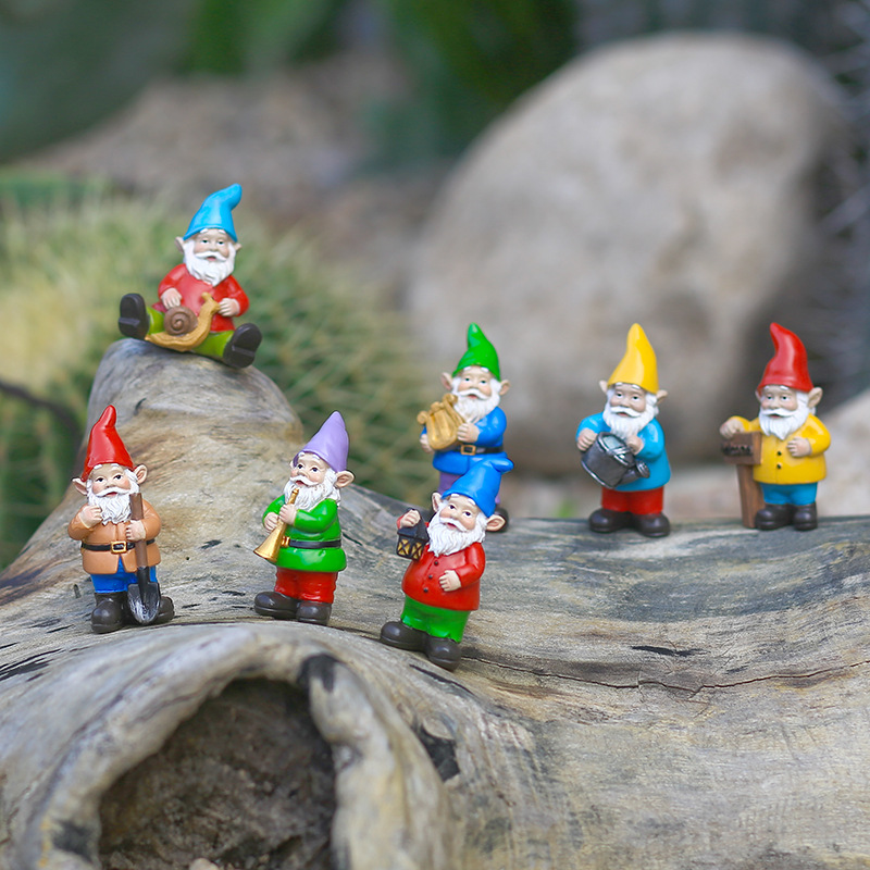 7Pcs/Set Miniature Funny Gnome - Bonsai Garden For Desk avaliação e preço