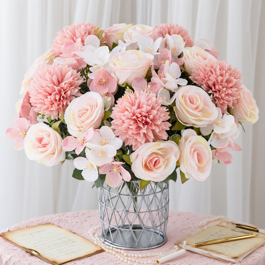 1/4pcs Artificial Flower Rose  - Bonsai Garden Bench avaliação e preço